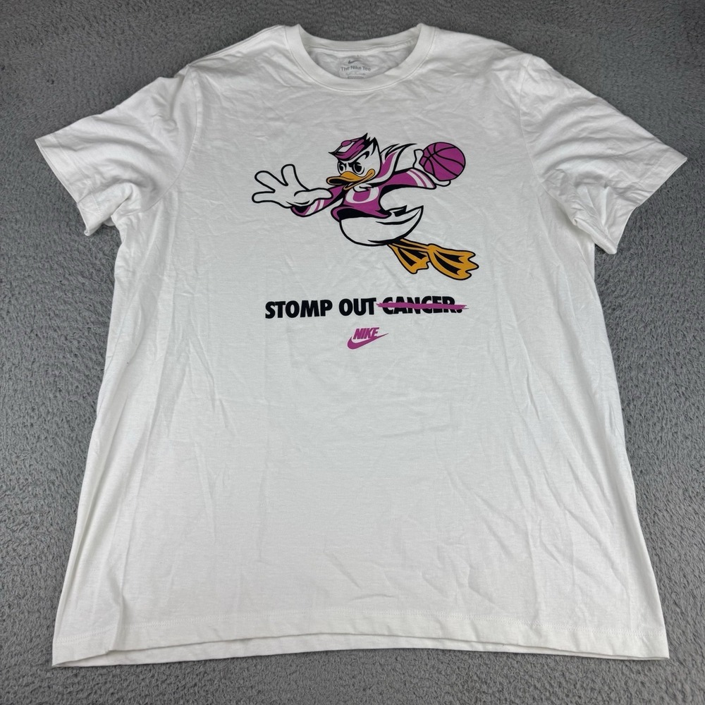 Oregon Ducks Basketball Nike Stomp Out Cancer Shirt Men's Xl White w PINK